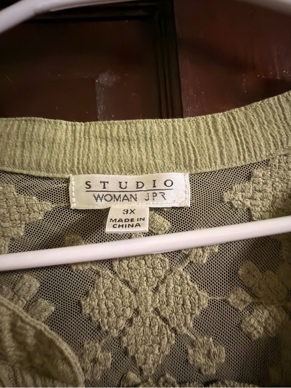 Studio Woman JPR Olive Lace Embroidered Blouse - 3X